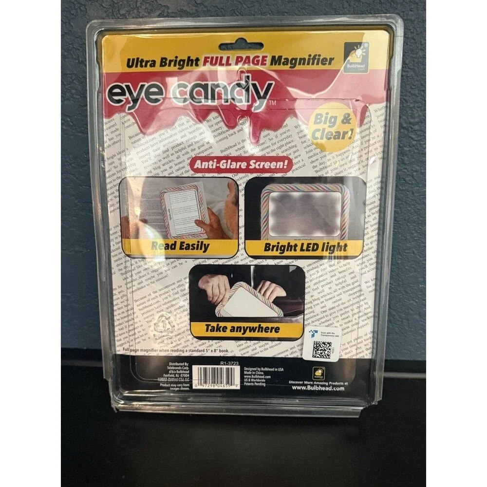 Eye Candy Ultra-Bright Full-Page Magnifier, As Seen On TV, Magnifies Up to 3X